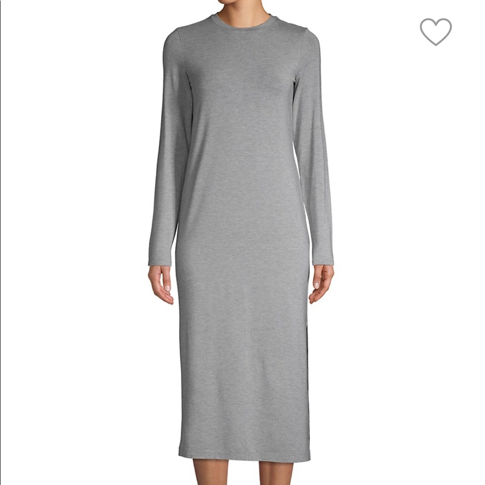 VINCE gray long sleeve midi sweater dress